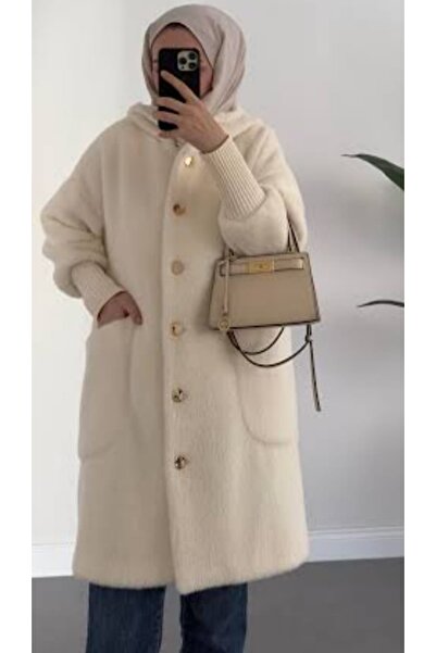 Kalite Giyim ekru angora kaban