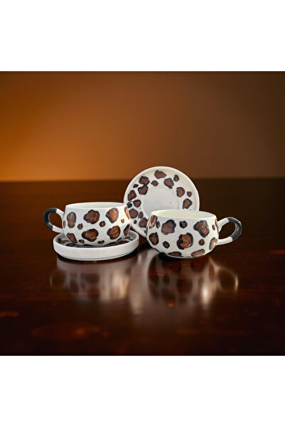 İlbay Çini Takı Beren Mug with Brown and Gold Plate