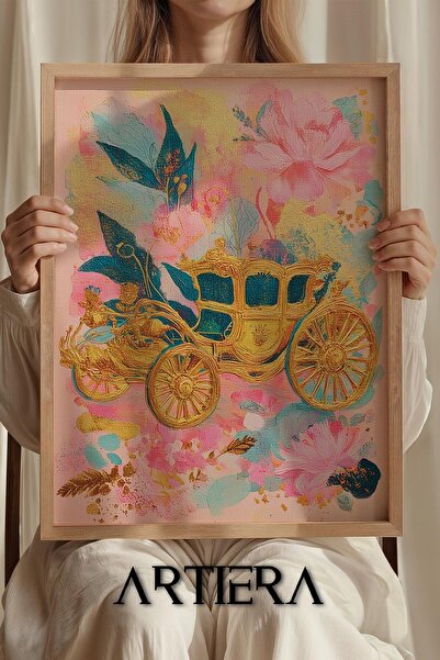 Artiera Pictură din lemn pentru camera fetelor prințesa vis cu cărucior de dovleac