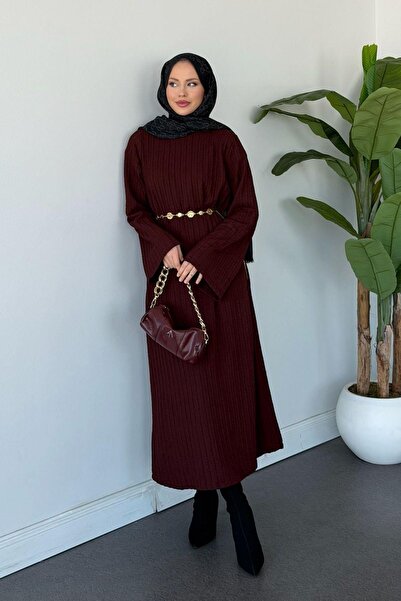Hazamoda Rochie Rose din material subțire Burgundy