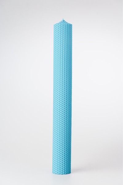 CRL Lumânare de nuntă și botez, model fagure de miere, albastră, H40 cm-A5cm