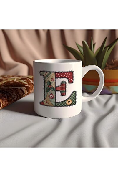 Beramussa كوب بتصميم حرف E بطابع السنة الجديدة - تصميم بتأثيرات ملونة بمفهوم ...