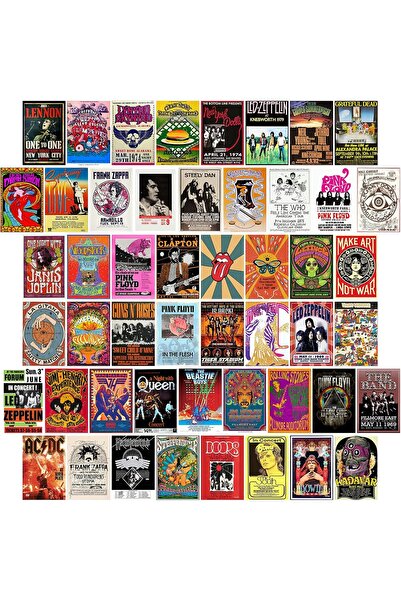 Al Raied مجموعة أغلفة ألبومات TOPLDSM، مجموعة كولاج حائط روك عتيق، 50 قطعة، ص...