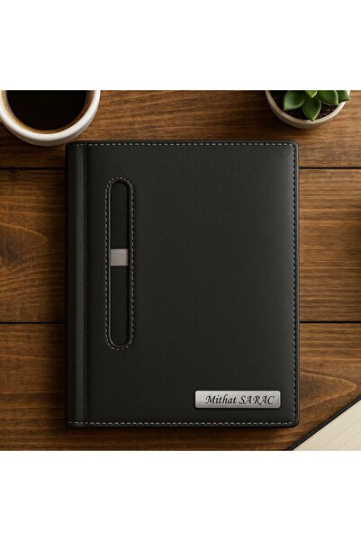 promosyon denizi Isme Özel Önden Kalemlikli 2026 Tarihli Antrasit Günlük Ajan...