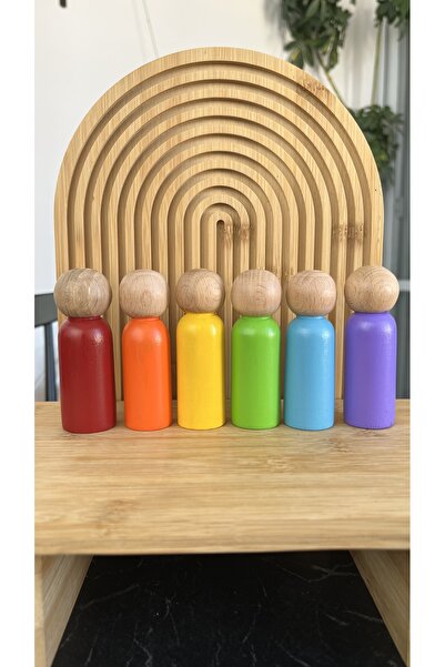 Alf Wood 6-Piece Wooden Rainbow Peg Dolls |   Montessori Waldorf Educational ...