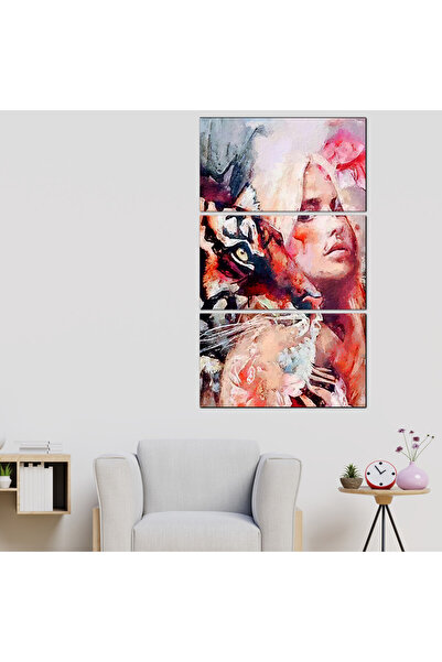 Generic لوحه جداريه - إمرأه و نمر - ٣٠٠٤٤ - مقسمه ثلاثة قطع