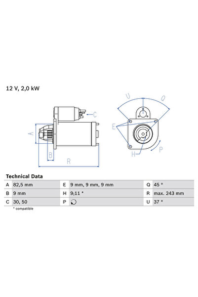Bosch Starter Alfa Romeo 145/146/147 Fiat Brava/Bravo 1/Doblo Autoutilitara/L...