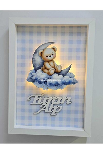 s'he design organizasyon LEDLİ AHŞAP OBJELİ KAPI SÜSÜ /ERKEK BEBEK İSMİNE ÖZEL HASTANE DOĞUM ODASI KAPI SÜSÜ