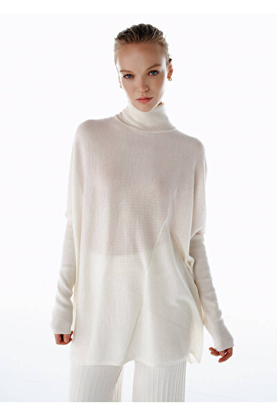 Knitss Ecru Merino Wool Blend Knitwear Tunic