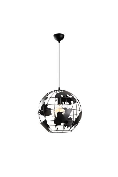 MOİRA Dünya Model Tekli Tel Sarkıt Avize Siyah, Modern Dekoratif Metal Başlık...