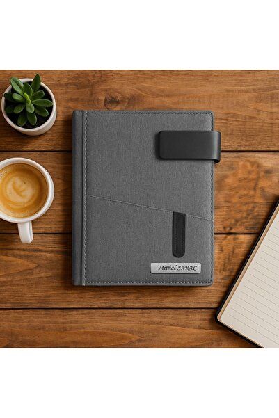 promosyon denizi Isme Özel Mıknatıs Kilitli Gri Ajanda 2026 Tarihli - Isme Öz...