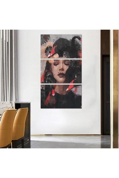 Generic لوحه جداريه مودرن رسمة إمرأه - 24046 - مقسمه ثلاثة قطع