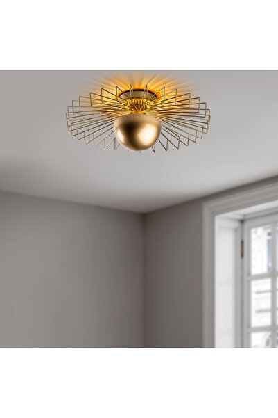 MOİRA Tel Başlık Model Metal Plafönyer Avize Parlak Gold, Dekoratif Tavan Ayd...