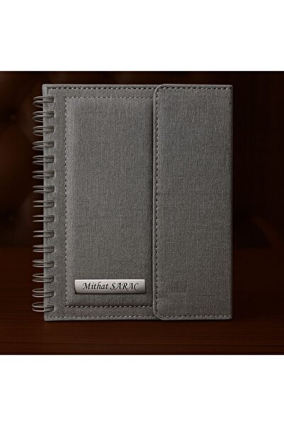 promosyon denizi kişiye Özel 2026 Tarihli Spiralli Mıknatıs Kilitli Gri Ajand...