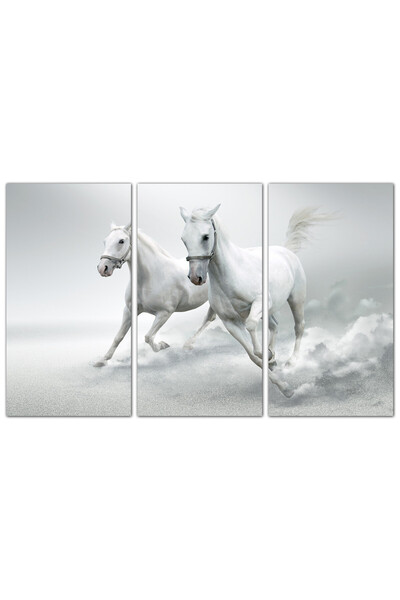 Generic Wall panel - White horses running - 939 - divided into three pieces