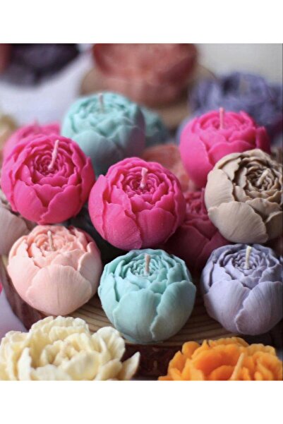 NİLCANDLE El Yapımı Doğal - 4'lü Tomurcuk Şakayık Çiçeği - Mum Seti –Kokulu, ...