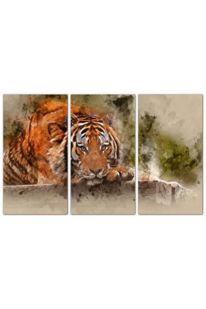 Generic لوحه جداريه - رسمة نمر مطبوعه - 713 - مقسمه ثلاثة قطع