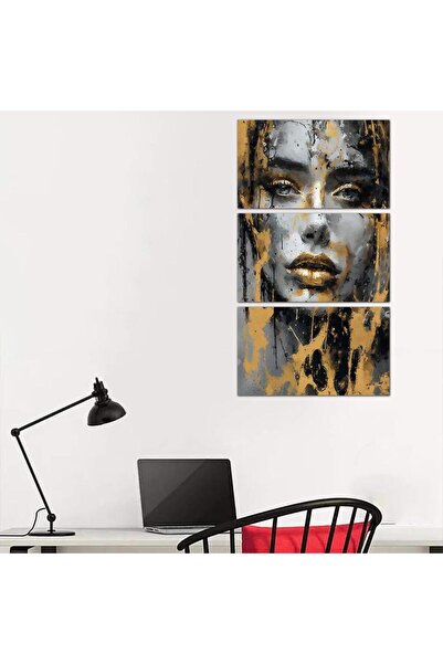 Generic لوحه جداريه مودرن رسمة إمرأه - 24123 - مقسمه ثلاثة قطع
