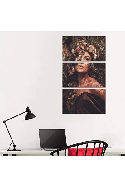 Generic لوحه جداريه مودرن رسمة إمرأه - 24140 - مقسمه ثلاثة قطع
