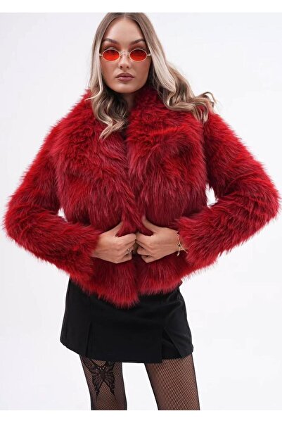 VERA LİFE Yakali Lolita Fur Coat with Fabric Lining for Women