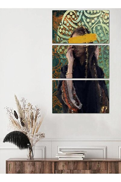 Generic لوحه جداريه مودرن رسمة تراثية لإمرأه - ٢٥٥١٩ - مقسمه ثلاثة قطع