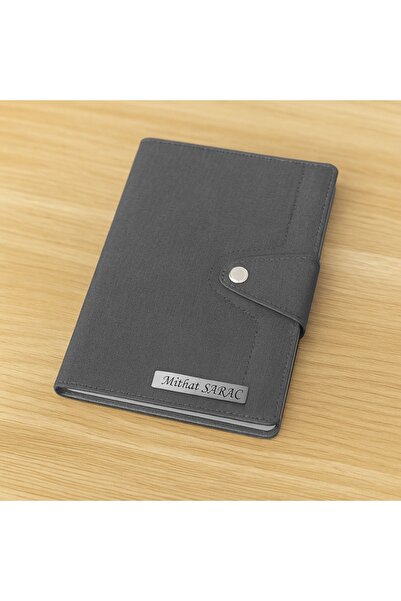 promosyon denizi Kişiye Özel Çıtçıt Kilitli 2026 Gri Günlük Ajanda ve Kalem