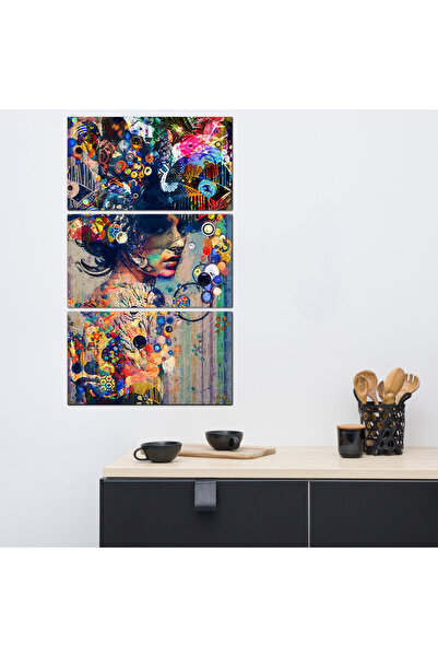 Generic لوحه جداريه - رسمة إمرأة فن تجريدي - 30041 - مقسمه ثلاثة قطع - مقسمه ...