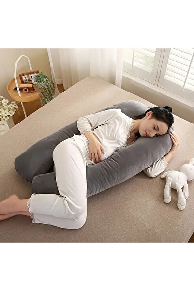 Kardett Pernă gri pentru maternitate - pernă pentru alăptare și sarcină, confort total și suport lombar