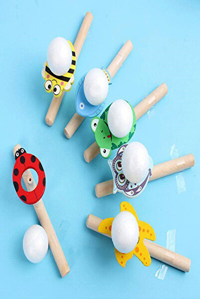Hyd 10Pcs Toy Wooden Ball Blowing Game Birthday Karne Gift Breath Exercise Game