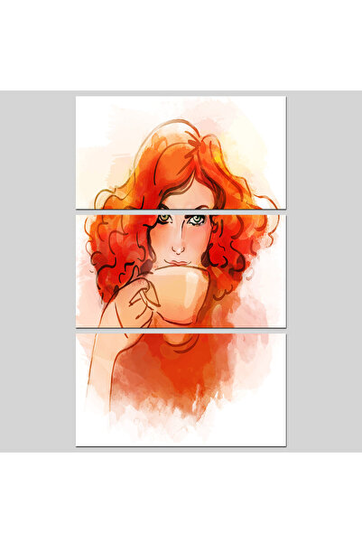 Generic Wall Panel - Girl Drinking Coffee - 1530M - Divided into 3 pieces - D...