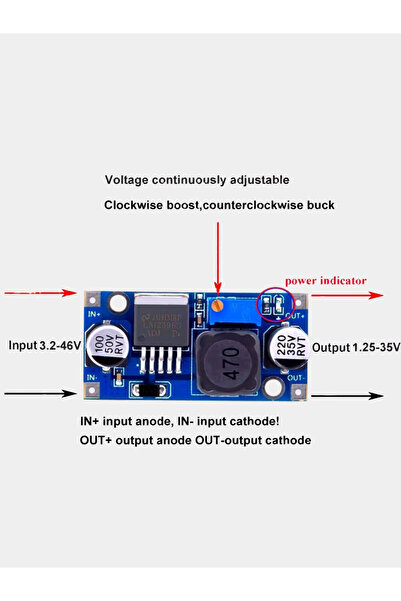 Arduino Projeleri LM2596 Ayarlanabilir 3A DC-DC Step-Down Voltaj Regülatör Kartı 1.23V-30V