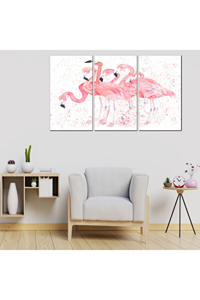 Generic لوحه جداريه - طيور الفلامنجو - 656 - مقسمه ثلاثة قطع