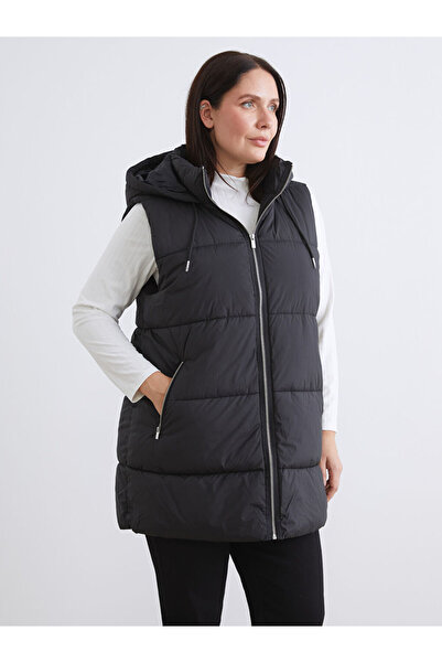 LC Waikiki Black Hooded Women's Puffer Vest