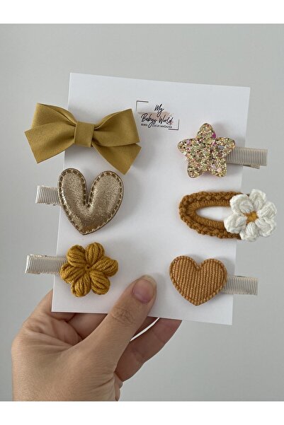 my baby’s world bebek çocuk mağzası Set de 6 catarame cu agrafă de muștar și aur