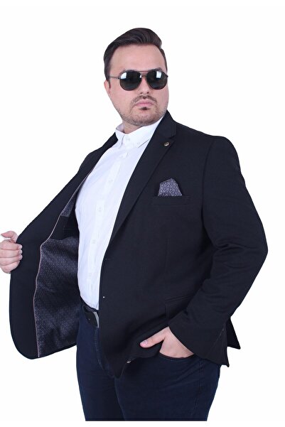 MocGrande Ανδρικό μπλέιζερ μεγάλου μεγέθους 4 Drop Zaha Jacket 500603 ΜΑΥΡΟ