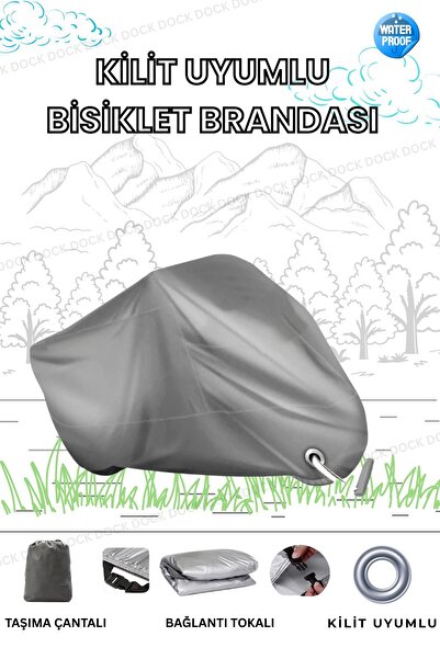 Dock GRİ KİLİT UYUMLU BİSİKLET BRANDASI (SU VE GÜNEŞ GEÇİRMEZ)