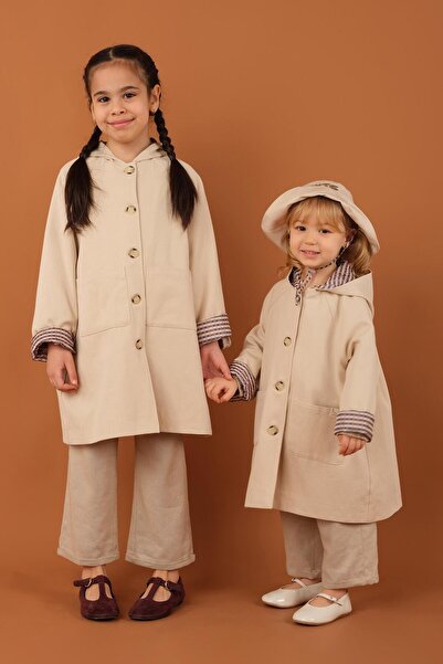 Mioma Kids Kapüşonlu Trençkot Taş