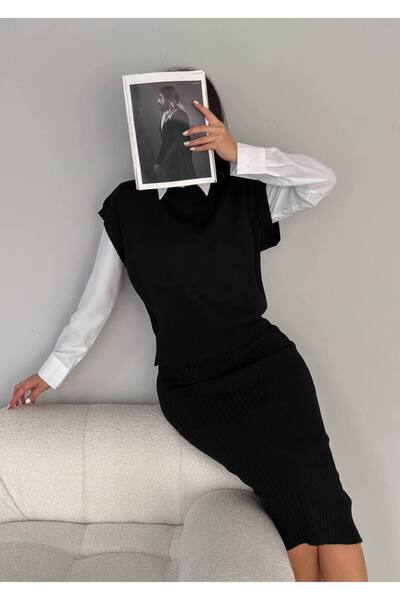 By Kuzey Aras Жіночий трикотажний комплект із спідницею, прямий крій, елегантний двокомпонентний комплект