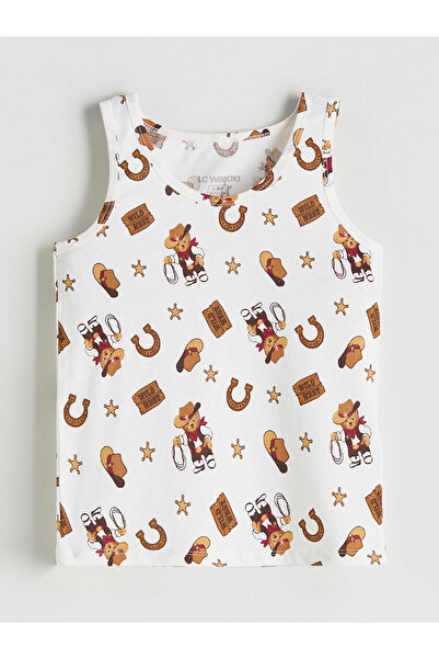 LC Waikiki Vizyon New Season Cowboy Teddy Bear Printed Boys' Undershirt