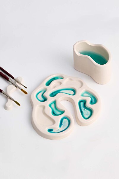 Yel Studios El Yapımı Seramik Resim Paleti 10 Hazneli Set