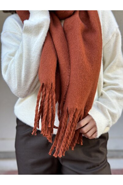 novon Eșarfă premium cu franjuri, cu textura de lână, cu ciucuri Klein Soft Touch (195 x 45 cm)