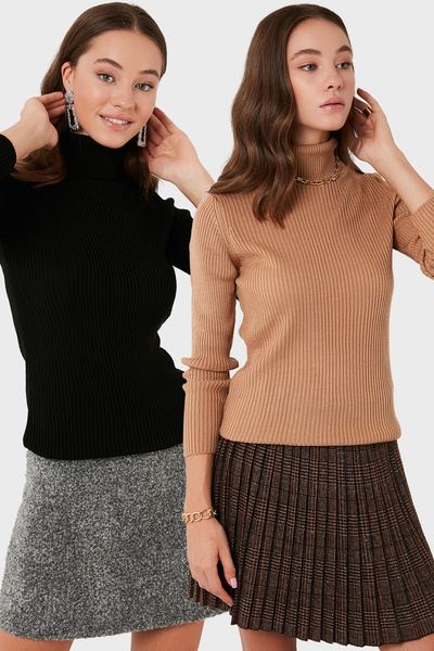 Lela Pulover cu gât roșu din acrilic moale, cu croială obișnuită, pachet de 2, PULOVER 4614102S2