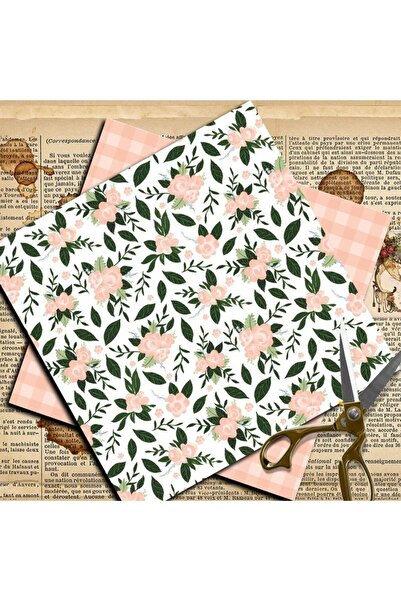 İthal E5-Fırsat urun 12 sayfa kahve temali scrapbook kağıt 8