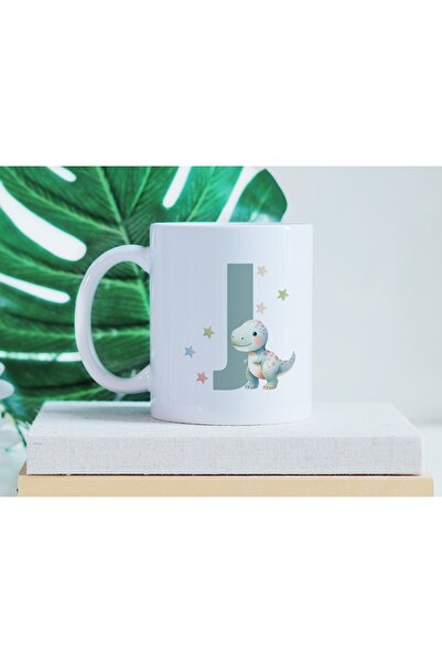 Beramussa كوب على شكل حرف J على شكل ديناصور لطيف - تصميم دينو مع تفاصيل نجمة ...