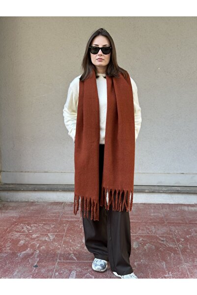 novon Klein Soft Touch Tassel Detailed Wool Textured Premium Puffy Fringed Scarf (195 X 45 cm)