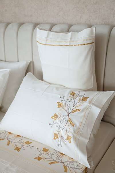 incisecrethome 100% Cotton Satin Embroidered Pique and Duvet Cover Set - _Double Size / 7 Pieces |   Luxury Quality,