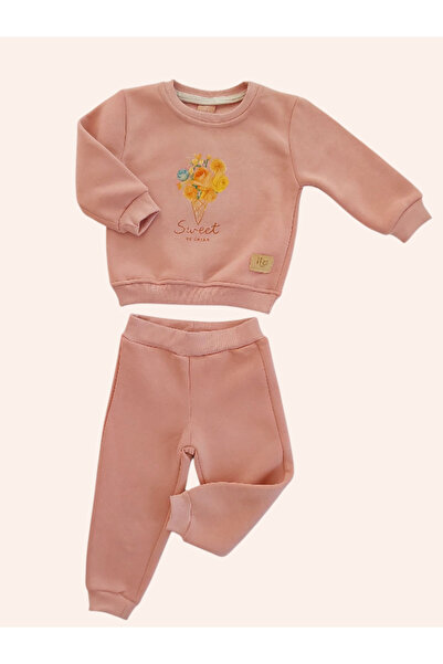 damdamin طقم بناتي من القطن مكون من قطعة علوية مطبوعة بتصميم 'آيس كريم حلو' و...