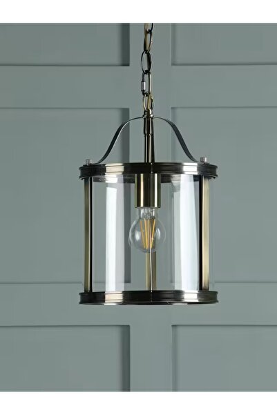 ASR Vintage Antik Görünümlü Eskitme Gold Renk Kaplama Metal Kafeste Cam Aydınlatma Avize