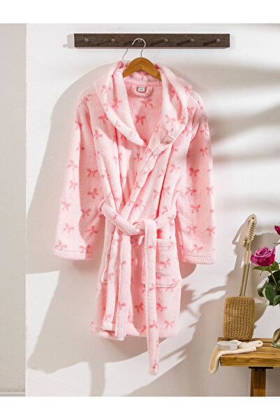 LC Waikiki Pink Bow Printed Women's Bathrobe