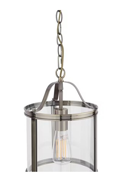 ASR Vintage Antik Görünümlü Eskitme Gold Renk Kaplama Metal Kafeste Cam Aydınlatma Avize